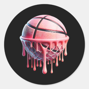 Cute Basball Art For Women Girls Classic Round Sticker