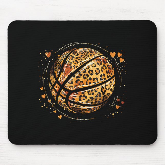 Cute Basball Leopard Print Girls Basball Lover Mouse Pad (Front)