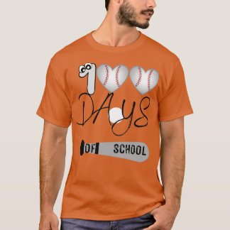 Cute Baseball 100 Days of School Funny of teacher  T-Shirt