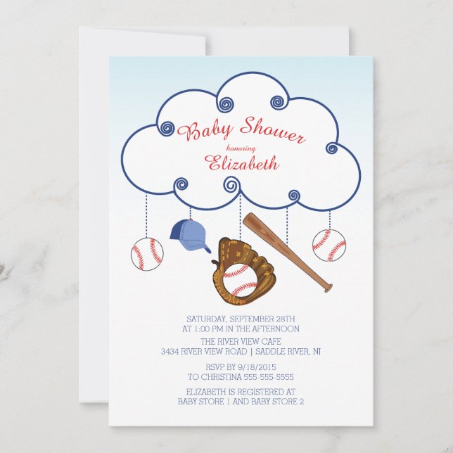 Cute Baseball Baby Shower Invitations (Front)