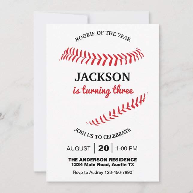 Cute Baseball Birthday Party Invitation (Front)