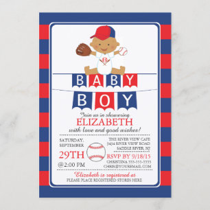 Cute Baseball Boys Baby Shower Invitation