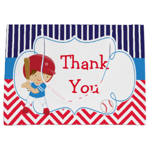 Cute Baseball Brunette Hair Boy Birthday Large Gift Bag