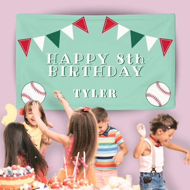 Cute Baseball Bunting Flags Kids Birthday Party Banner (Creator Uploaded)