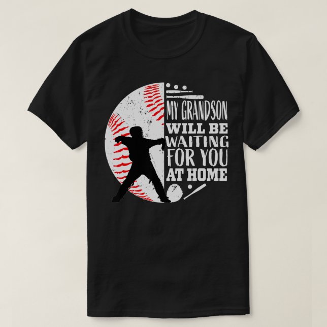 Cute Baseball Catcher Grandma Grandpa Grandson Quo T-Shirt (Design Front)