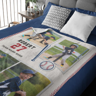 Cute Baseball Fan Personalised Sports Fleece Blanket