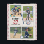 Cute Baseball Fan Personalised Sports Fleece Blanket<br><div class="desc">Show your grandchild how proud you are of their passion for baseball with this cute personalised sports fleece blanket. It features a unique photo collage of their favourite moments from the baseball diamond and their name and jersey number with the name of their team. It's the perfect way to encourage...</div>