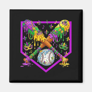 Cute Baseball Ice Cream Drip Mardi Magnet