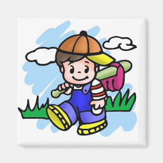 Cute Baseball Kid Magnet