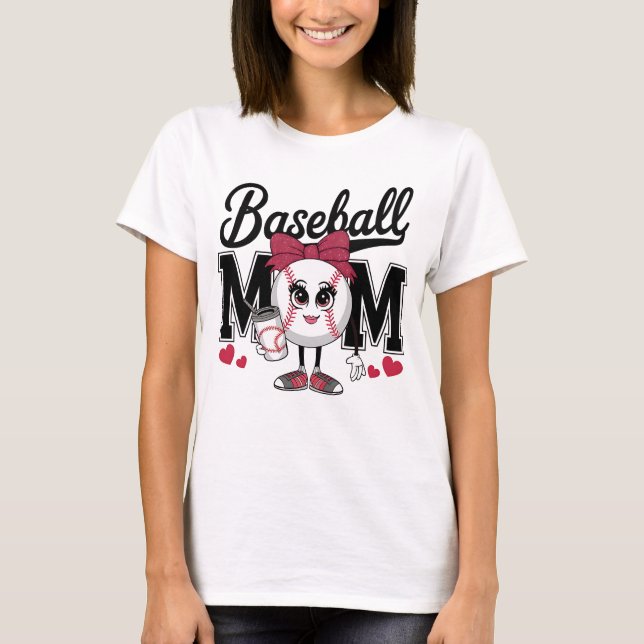Cute Baseball Mum Coquette T-Shirt (Front)