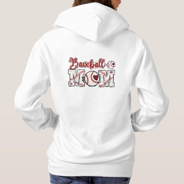 Cute Baseball Mum Personalised Hoodie (Back)
