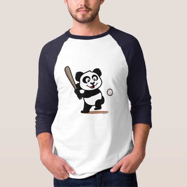 Cute Baseball Panda T-Shirt (Front)
