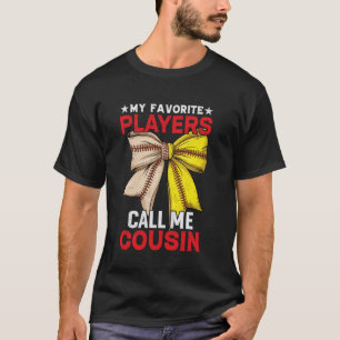 Cute Baseball Softball Players Call Me Cousin Coqu T-Shirt