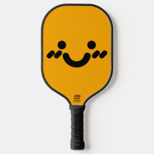 Cute Bashful Face Orange Pickleball Paddle