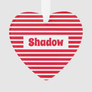 Cute Basic Red and White Stripes Custom Name Heart Ornament