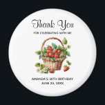 Cute Basket Full of Strawberries Party Thank You Magnet<br><div class="desc">A magnet with a fresh summer vibe. A cute illustration featuring fresh picked strawberries filling up a quaint wicker basket.</div>
