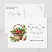 Cute Basket Full of Strawberries Save the Date