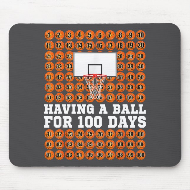 Cute Basketball 100th School Day Days 100 School Mouse Pad (Front)