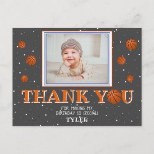 Cute Basketball Balls Chalkboard Photo Thank you Postcard