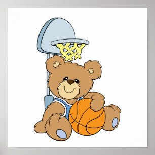 Cute Basketball Bear Poster