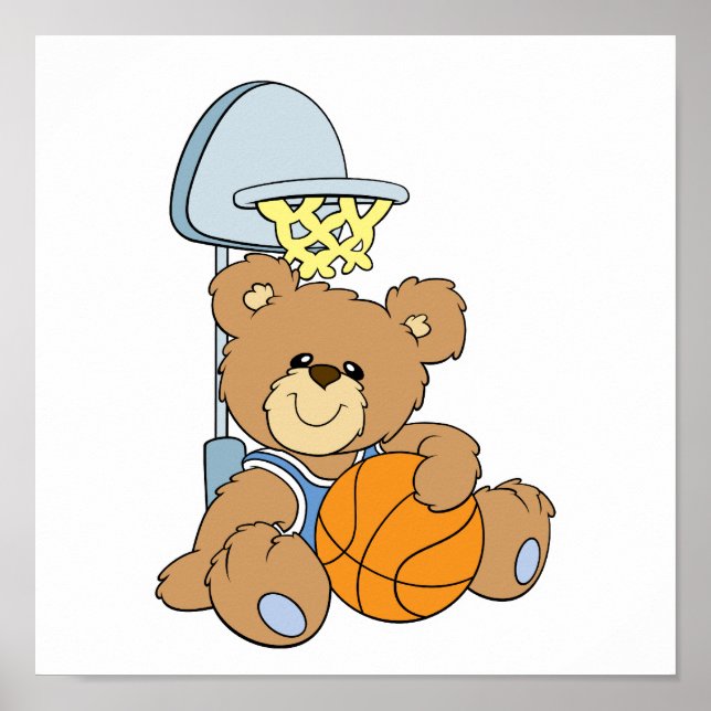 Cute Basketball Bear Poster (Front)