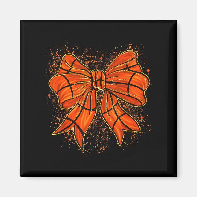 Cute Basketball Coquette Bow Basketball Bow Girls  Magnet (Front)