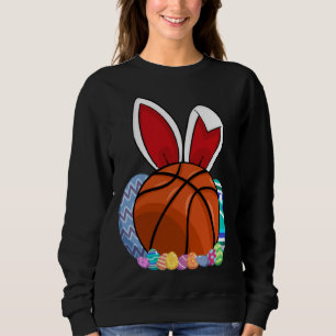 Cute Basketball Easter Egg Bunny  For Kids Boys To Sweatshirt