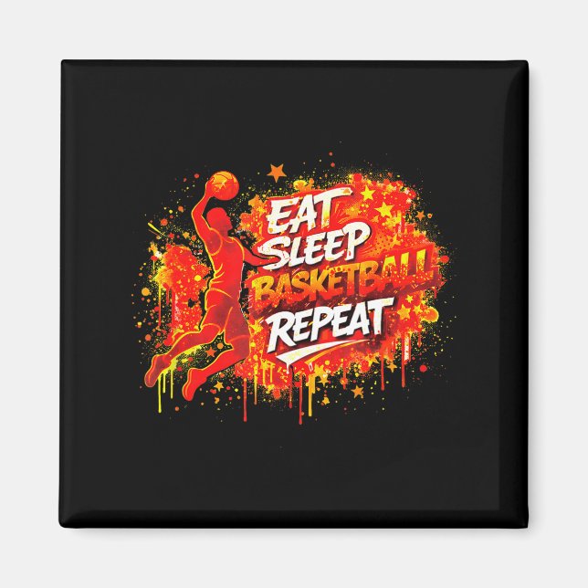 Cute Basketball Eat Sleep Win Repeat Magnet (Front)