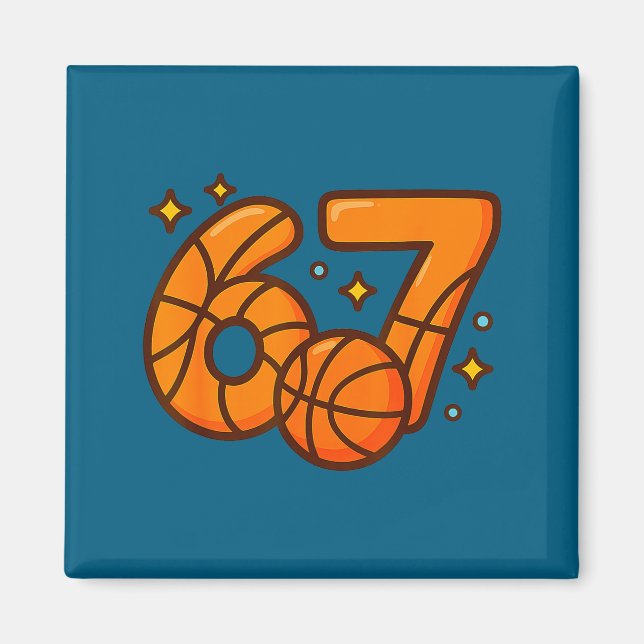 Cute Basketball Fan Six Seven 6 Magnet (Front)