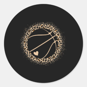 Cute Basketball Leopard Print Women Girls Basketba Classic Round Sticker