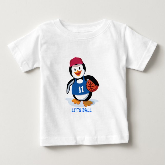 Cute Basketball Penguin Baby T-Shirt (Front)