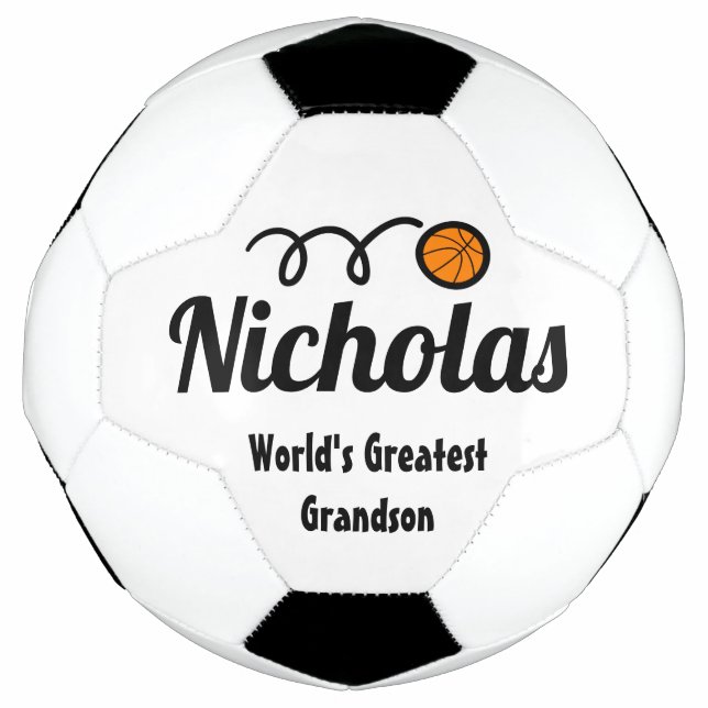 Cute basketball sports logo custom name kid's soccer ball (Front)