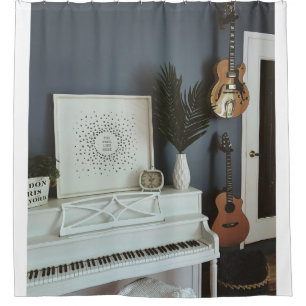 Cute Bass Guitar Shower Curtain