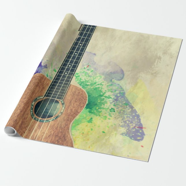 Cute Bass Guitar Wrapping Paper (Unrolled)