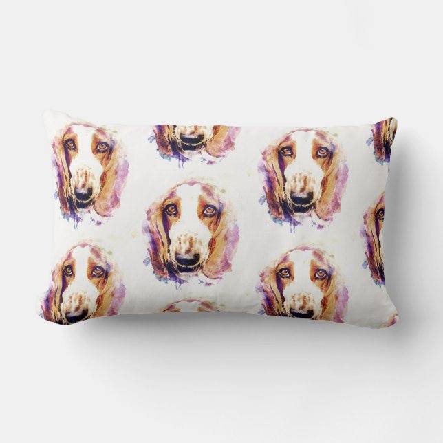 Cute Basset Hound Dog Face Cushion (Front)