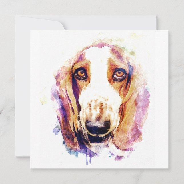 Cute Basset Hound Dog Face Pet Sketch (Front)