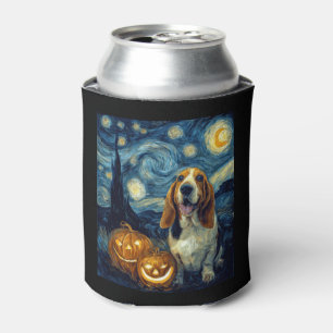 Cute Basset Hound Dog Halloween Jack O Lantern Pum Can Cooler