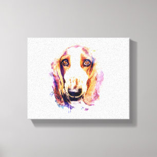 Cute Basset Hound Dog Head Face Puppy Canvas Print