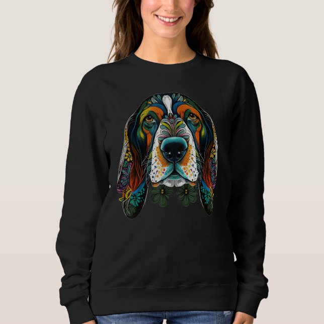 Cute Basset Hound Dog on Basset Hound  3 Sweatshirt (Front)