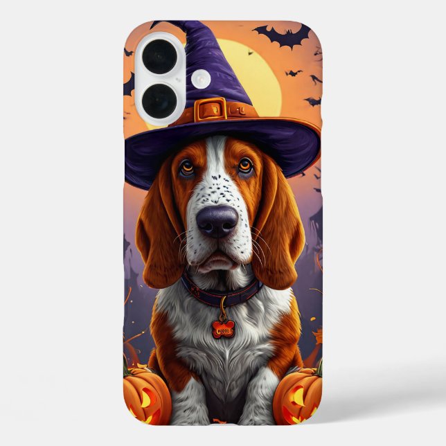 Cute Basset Hound halloween Witch Puppy Design Case-Mate iPhone Case (Back)