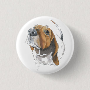 Cute Basset Hound Loveable Close Up 3 Cm Round Badge