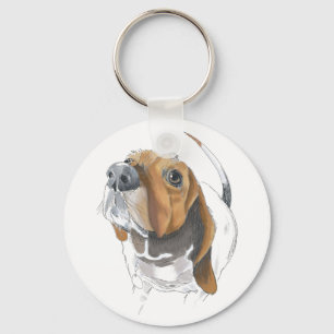 Cute Basset Hound Lovers Close Up Key Ring