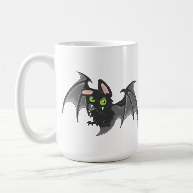Cute Bat and Spider Halloween Coffee Mug (Left)