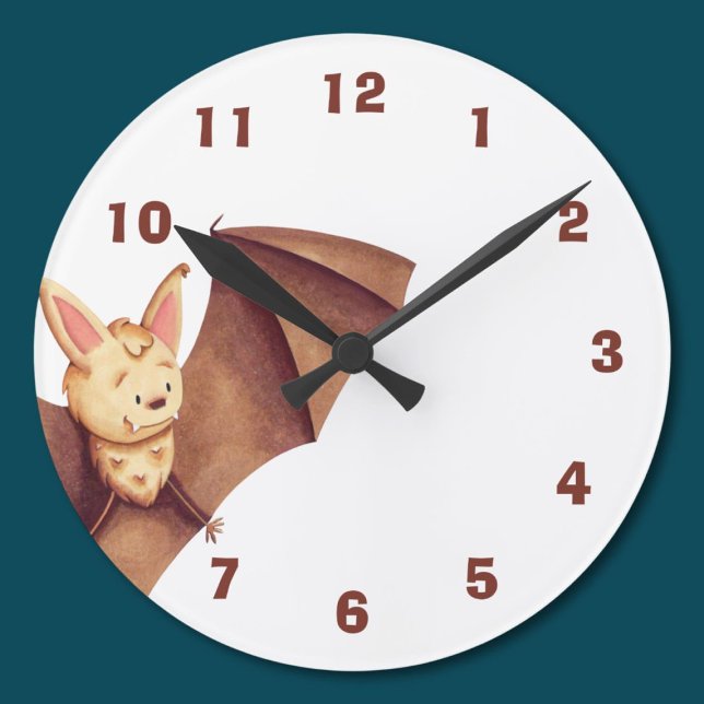Cute Bat Cartoon Round Clock (Creator Uploaded)