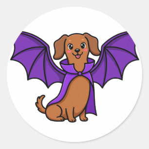 Cute Bat Dachshund Halloween Sticker