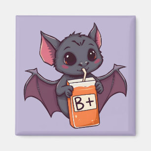Cute Bat Drinking Blood Type B Positive Juice Box  Magnet