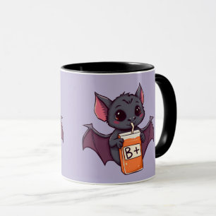 Cute Bat Drinking Blood Type B Positive Juice Box  Mug