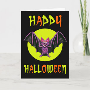 Cute Bat Halloween Party Card