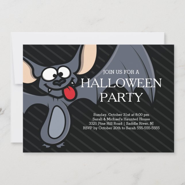Cute Bat Halloween Party Invitation (Front)