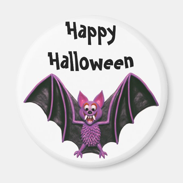 Cute Bat Halloween Party Magnet (Front)